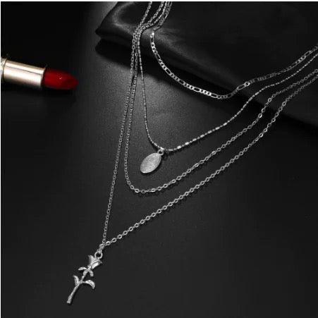 Layered Maria Rose Pendant Necklace