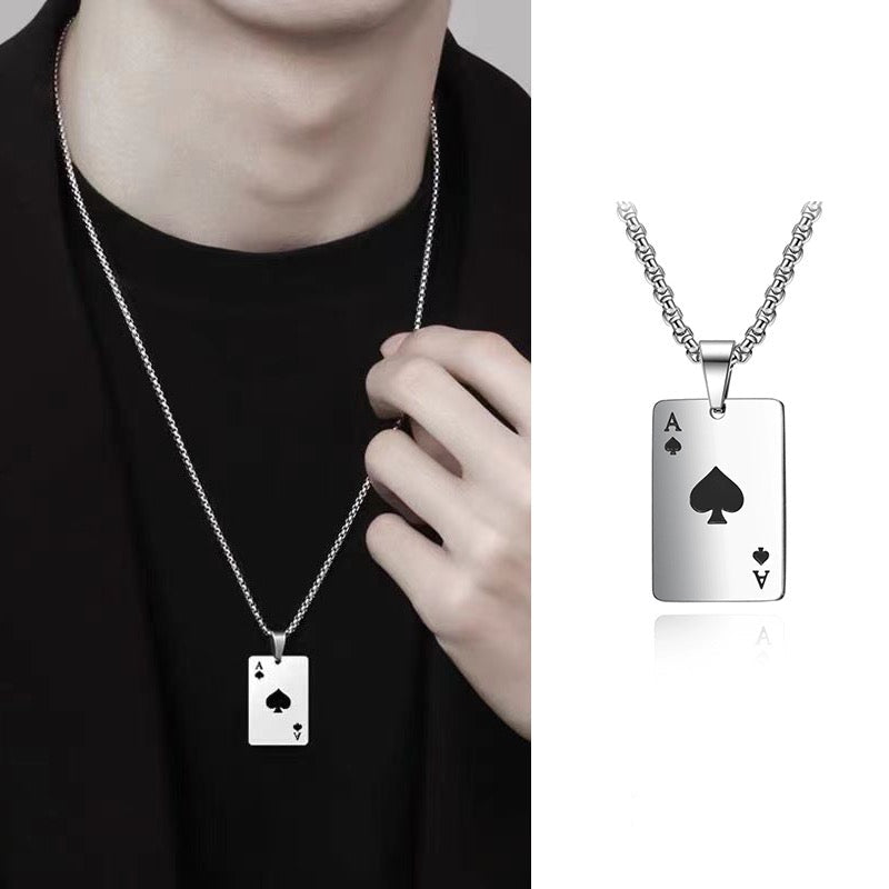 Stainless Steel Poker Card Necklace