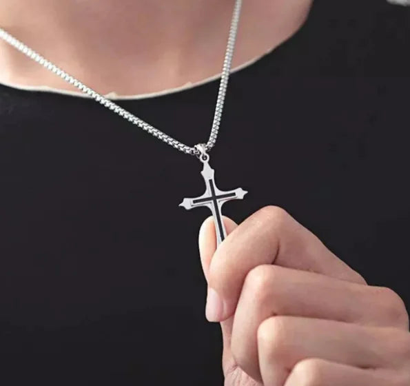 Steel Cross Shape Necklace