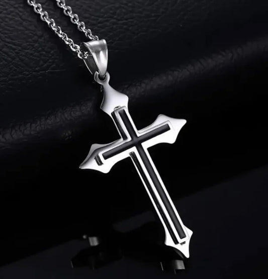 Steel Cross Shape Necklace
