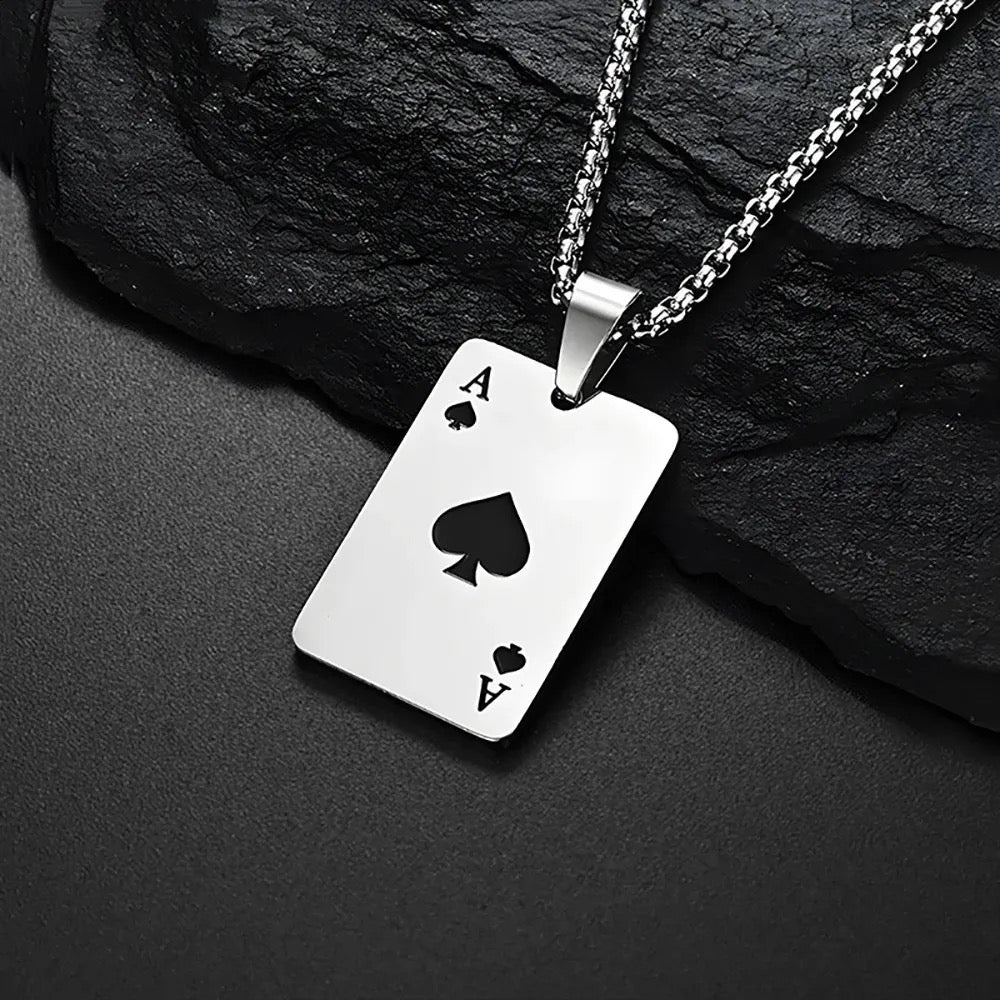 Stainless Steel Poker Card Necklace
